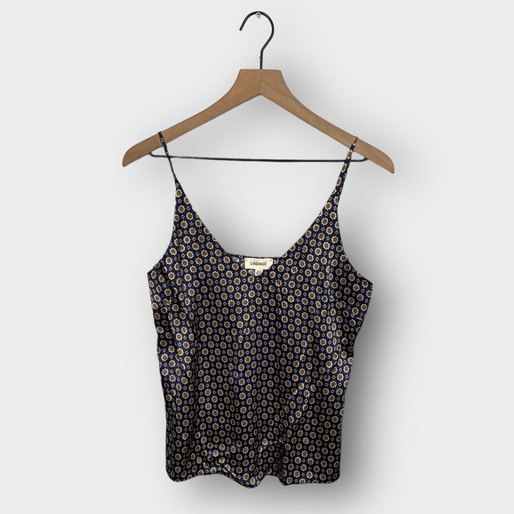 L'AGENCE Gabriella Silk V-Neck Tank in Medieval Blue Size XS NEW - Picture 2 of 5